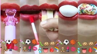 ASMR eating sounds of Emoji mukbang collection asmr satisfying asmrshow mukbangers [upl. by Akire507]