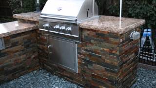 BBQ Island with Custom Granite Countertop amp Tile Sides [upl. by Minetta]