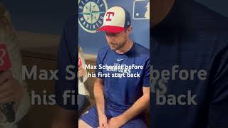 Max Scherzer talks with press before his first start back rangers maxscherzer [upl. by Tannenwald935]