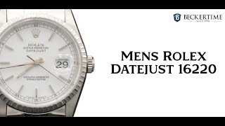 Mens Rolex Stainless Steel Datejust Watch with White Dial 16220 [upl. by Atinahs]