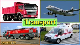 Transport Sounds  learn AIR WATER STREET SPACE Transport  Fire truck Police Car Ambulance [upl. by Ecniv]