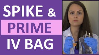 How to Prime IV Tubing Line  How to Spike a IV Bag for Nursing [upl. by Alcus143]