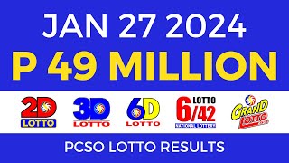 Lotto Result January 27 2024 9pm PCSO [upl. by Barren]