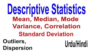 Descriptive Statistics in Research  Mean Median Mode  Outliers  Dispersion  Variance  Urdu [upl. by Portwine]