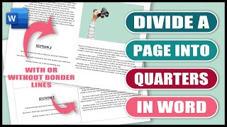 How to DIVIDE a page into QUARTERS in word  WORD TUTORIALS [upl. by Chane]