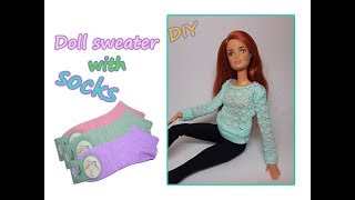 DIY Tutorial Barbie sweater with socks  maglione con calzini [upl. by Helve]