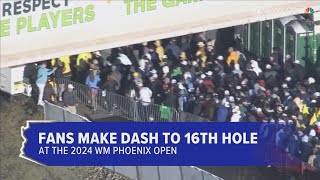 Fans make dash to 16th hole at the WM Phoenix Open [upl. by Lorre]