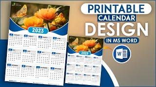 Printable Calendar Design 2023 Using Microsoft Office Word Full Tutorial [upl. by Guzel]