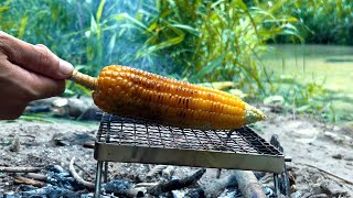 Delicious Grilled Corn With Butter  ASMR Cooking [upl. by Adams93]