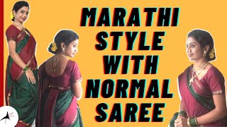 How To Wear Marathi Saree With Normal Saree [upl. by Oilime]