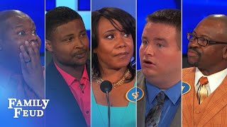 ALLTIME GREATEST MOMENTS in Family Feud history  Part 7  TOP 5 “Good answer Wait WHAT” [upl. by Maegan651]