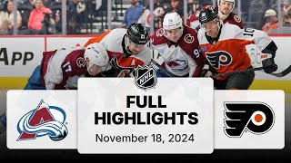 NHL Highlights  Avalanche vs Flyers  November 18 2024 [upl. by Charleen]