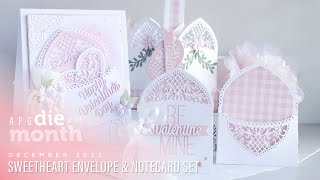 Spellbinders December 2022 APG Die of the Month Preview – Sweetheart Envelope amp Notecard Set [upl. by Anilejna267]