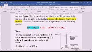 Mohammad Farhat  Iodometric titration between iodate and thiosulfate solutions [upl. by Punke921]