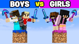 Girls vs Boys on 1 Minecraft Block [upl. by Naldo183]