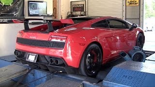 2012 Lamborghini Gallardo LP5704 Super Trofeo Stradale on Mustang Dyno [upl. by Nlocnil]