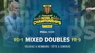 2023 PDGA Pro Worlds  MIXED DOUBLES  R1F9 Feature  Velediaz  Heimburg  Tätte  Semerád [upl. by Nahgem]