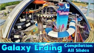 ALL BIG INDOOR WATER SLIDES at Galaxy Erding Compilation [upl. by Majka394]