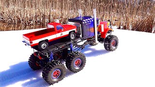 iCE ROAD TRUCKiNG  OPTIMUS 6x6x6 ATTEMPTS Delivery a CLASSIC CHEVY TRUCK  RC ADVENTURES [upl. by Cheke]