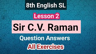 8th Class English  Unit 2  Sir C V RAMAN  Question Answers  All Exercises [upl. by Zehc155]