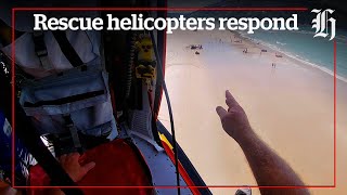 Helicopters respond to boat flip at Tairua bar in Coromandel  nzheraldconz [upl. by Atir]