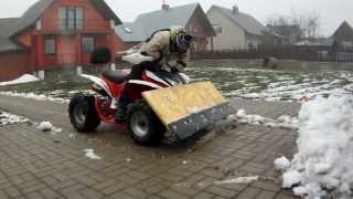 20131212 Sniego valytuvas  ATV Quad Bike 110cc Test plowing Snow Part1 [upl. by Shushan]