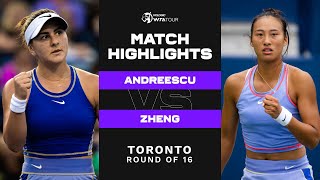 Bianca Andreescu vs Qinwen Zheng  2022 Toronto Round of 16  WTA Match Highlights [upl. by Brader]