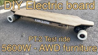 62 DIY electric AWD furniture board PT2  test ride 전동보드 [upl. by Bronwen522]