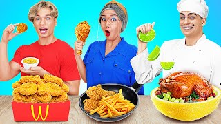 ME VS GRANDMA COOKING CHALLENGE  Funny Food amp Kitchen Hacks by 123GO CHALLENGE [upl. by Anear]