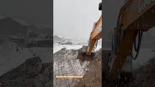 Backfill with CX130D Excavatorwinter construction snow work job obstacles cx130d vision [upl. by Rebm538]