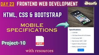 Day 23  Mobile specifications  html CSS and bootstrap  Telugu [upl. by Otreblig183]