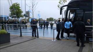 Carling Cup  Manchester City v Birmingham City The players arrive at the Etihad Stadium [upl. by Kcirddor]