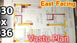 3036 east facing vastu house plan 2bhk house plan car parking houseplans vastuplan drawing [upl. by Amilah788]