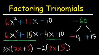 Factoring Trinomials With Leading Coefficient not 1  AC Method amp By Grouping  Algebra  3 Terms [upl. by Eneladgam]