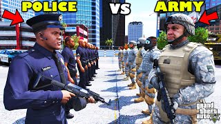 Franklins POLICE vs The ARMY Biggest Battle In GTA 5  SHINCHAN and CHOP [upl. by Nirahs]