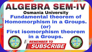 fundamental theorem of Homomorphism in a group explained in Telugu  SEMIV  OU [upl. by Bronwen]