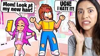 MY DAUGHTER DYED HER HAIR PINK so I GROUNDED HER for A MONTH  Roblox Bloxburg Roleplay [upl. by Aggappe185]