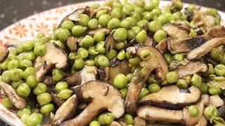 Petits pois aux champignons Shiitake  Recette facile [upl. by Heddi]