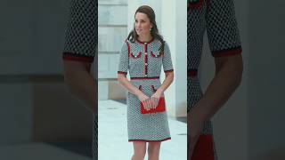 Kate in a cottonblend tweed dress trimmed w red amp navy blue grosgrain ribbons amp faux pearl details [upl. by Anamor]