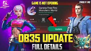 New Update In Free Fire  Game Is Not Opening  Ob35 Update Full Details [upl. by Ardnosal]