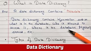 Data Dictionary  Types of Data Dictionary  Metadata [upl. by Enamrej156]