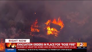 Evacuations in place as at least six structures destroyed in Rose Fire near Wickenburg [upl. by Naman]