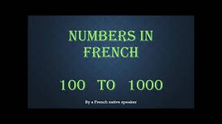 French numbers 100 to 1000 [upl. by Cavanagh943]