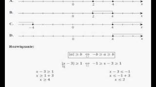 Test maturalny 1 zadanie 2  rozwiązywanie nierówności x  3  większe bądź równe 1 [upl. by Brower]