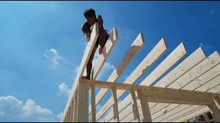 Building Lightweight Wooden House in Korea Step by step Framing process [upl. by Leizar]