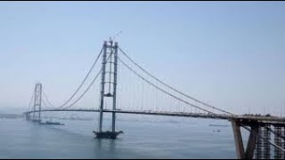 Construction time lapse of Osman Gazi Suspension Bridge Turkey [upl. by Hennessy]