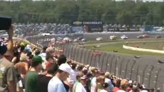 2012 Pocono 400 startlap 1 crash live from stands [upl. by Akimrehs]