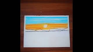 Easy seascape drawing by oil pastel colour [upl. by Norina]