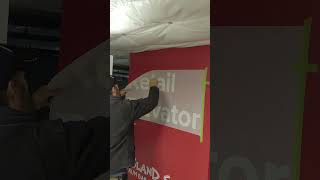 White Vinyl on Red Wall 3 satisfying oddlysatisfying signs installation vinyl shorts [upl. by Enitnelav844]