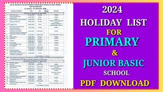 Primary School Holiday List  Holiday List 2024  Holiday List Of Primary School [upl. by Hgielsa225]